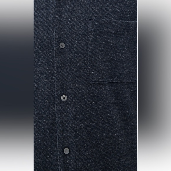 NWOT Madewell Men's Dark Blue Donegal Twill Long Sleeve Button-Up Shirt Medium - Picture 3 of 11